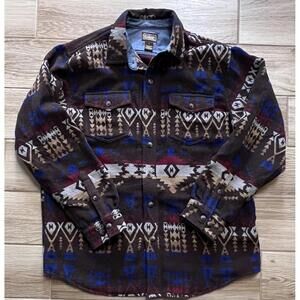 CE Schmidt Workwear Aztec Wool Blend Button Down Long Sleeve Shirt Mens Large